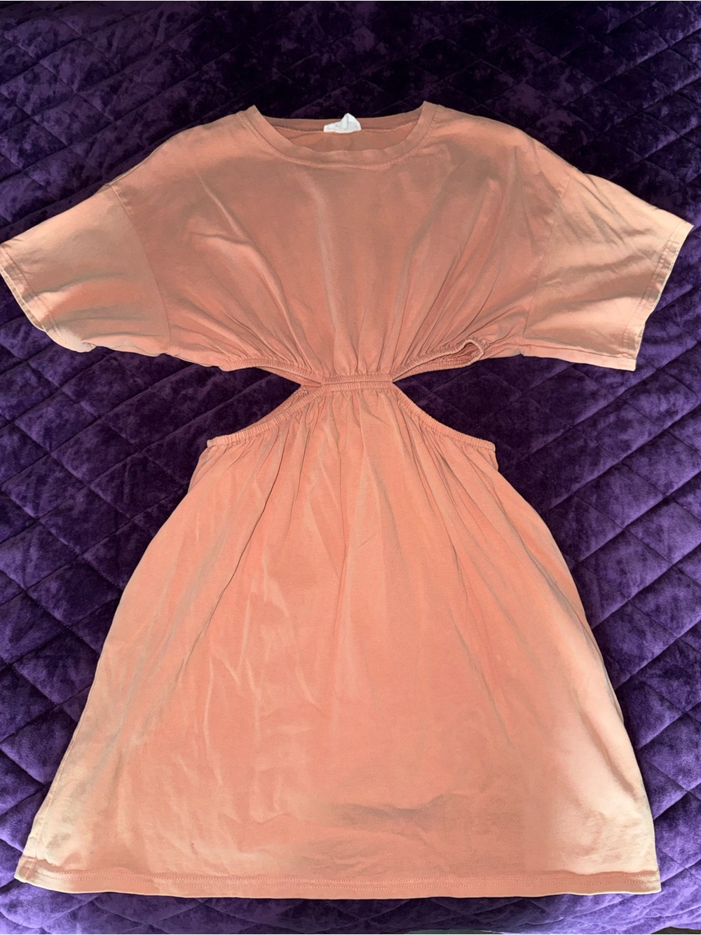 Heyson Cutout Waist Mini Dress in Peach